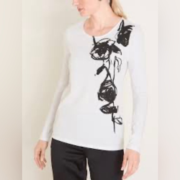 Chico’s sequin floral tee - Picture 1 of 6